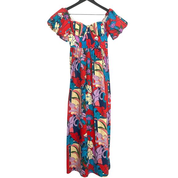 Tuckernuck Climbing Cosmos Valerie Dress Floral Red 2 - Picture 2 of 6